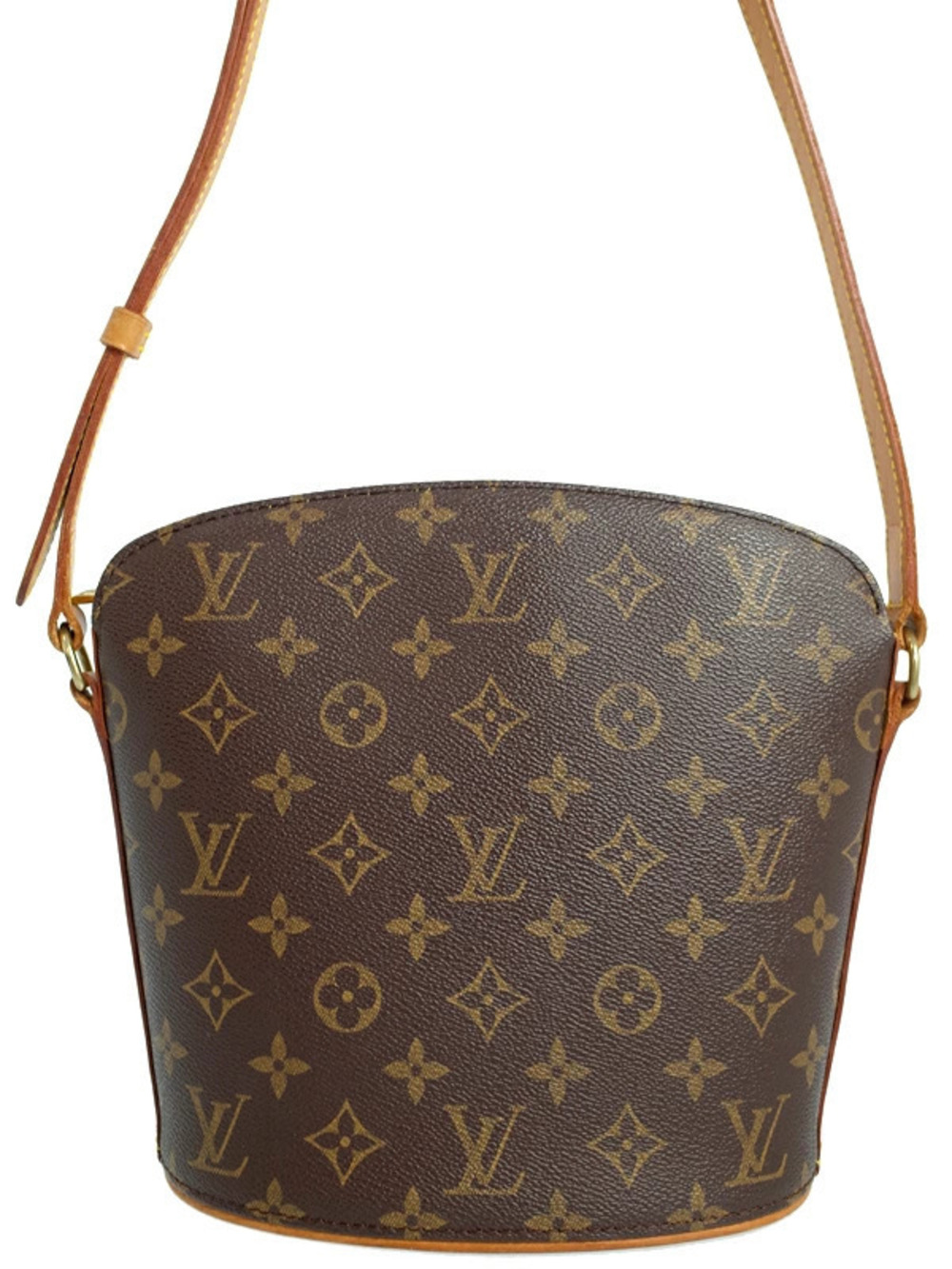 Louis Vuitton Monogram Druot Shoulder Bag Canvas Leather Brown
